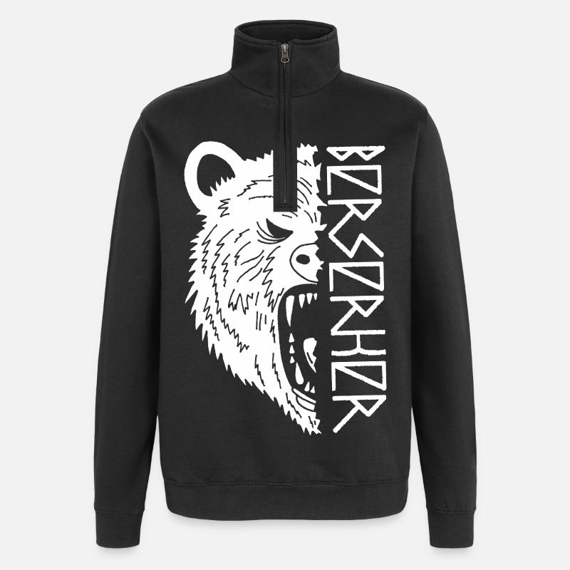 Eisbär-Krieger - Quarter-Zip-Sweatshirt - Schwarz