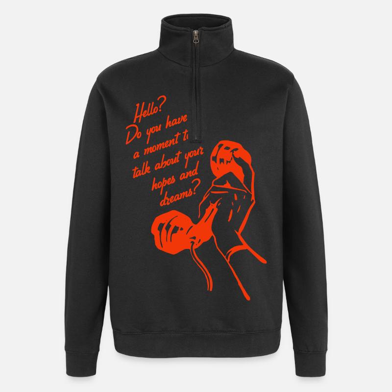 Retro telefondesign – Håb og drømme samtale - Sweatshirt med 1/4 lynlås - sort