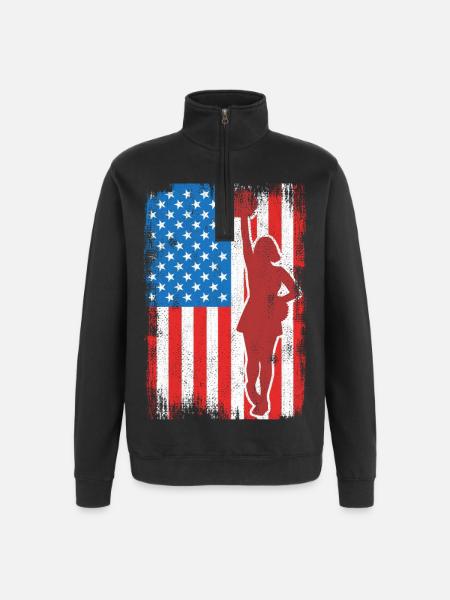 USA Patriotic Cheerleader - Quarter-Zip Sweatshirt - black