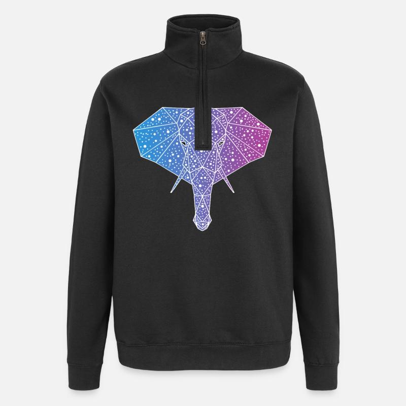 éléphant galactique - Sweat à zip 1/4 - noir