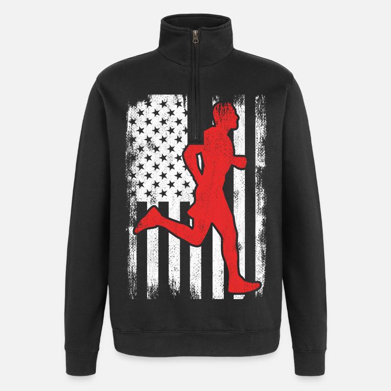 Coureur patriote américain - Sweat à zip 1/4 - noir