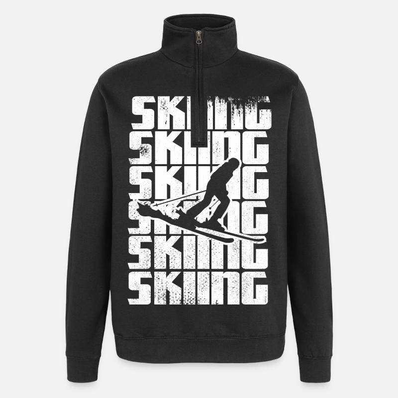 Lustiger Skifahrer - Quarter-Zip-Sweatshirt - Schwarz