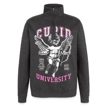 Cupid cherub angel with sunglasses - Quarter-Zip Sweatshirt - charcoal grey - Front - AI Model Female 172 light (172cm) & AI Model Male 178 dark (178cm)