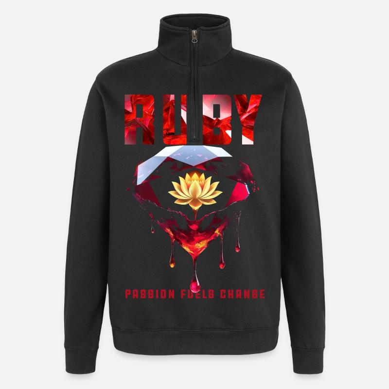 Birthstone July Ruby - Quarter-Zip Sweatshirt - black