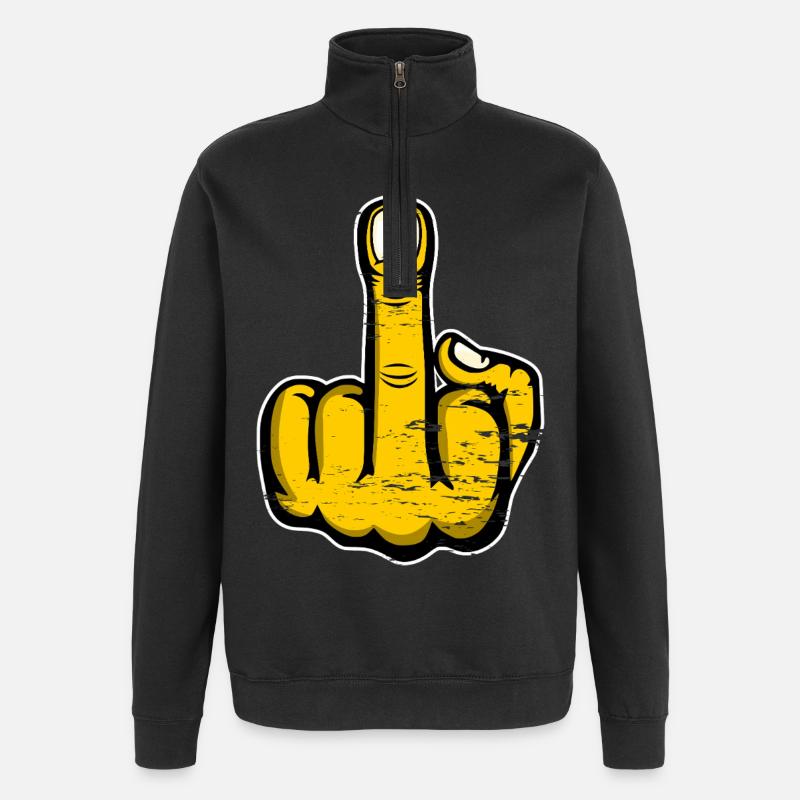 Majeur Stinky Finger Design Jaune utilisé - Sweat à zip 1/4 - noir
