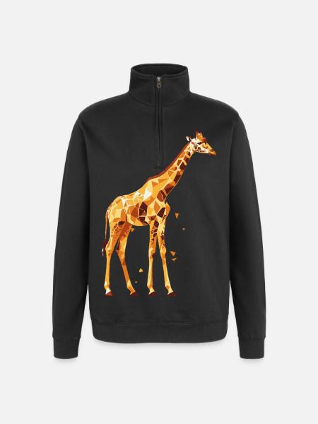 Giraffe_2 - Quarter-Zip-Sweatshirt - Schwarz
