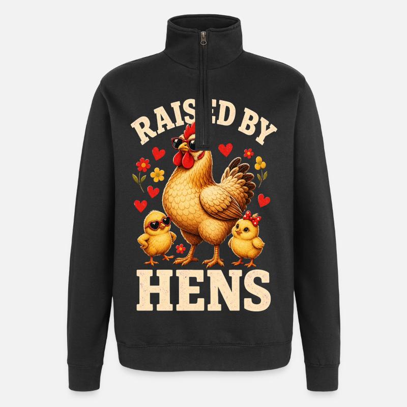 RAISED BY HENS - Quarter-Zip-Sweatshirt - Schwarz