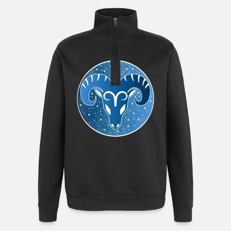 Sternzeichen: Widder - Quarter-Zip-Sweatshirt - Schwarz