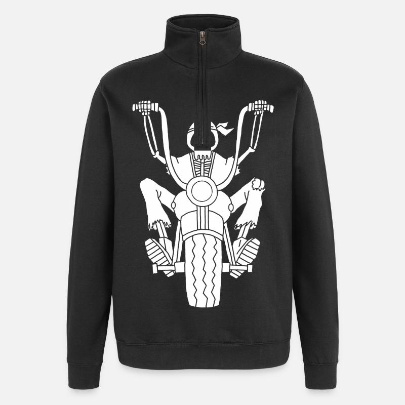 Skeleton white biker - Quarter-Zip Sweatshirt - black