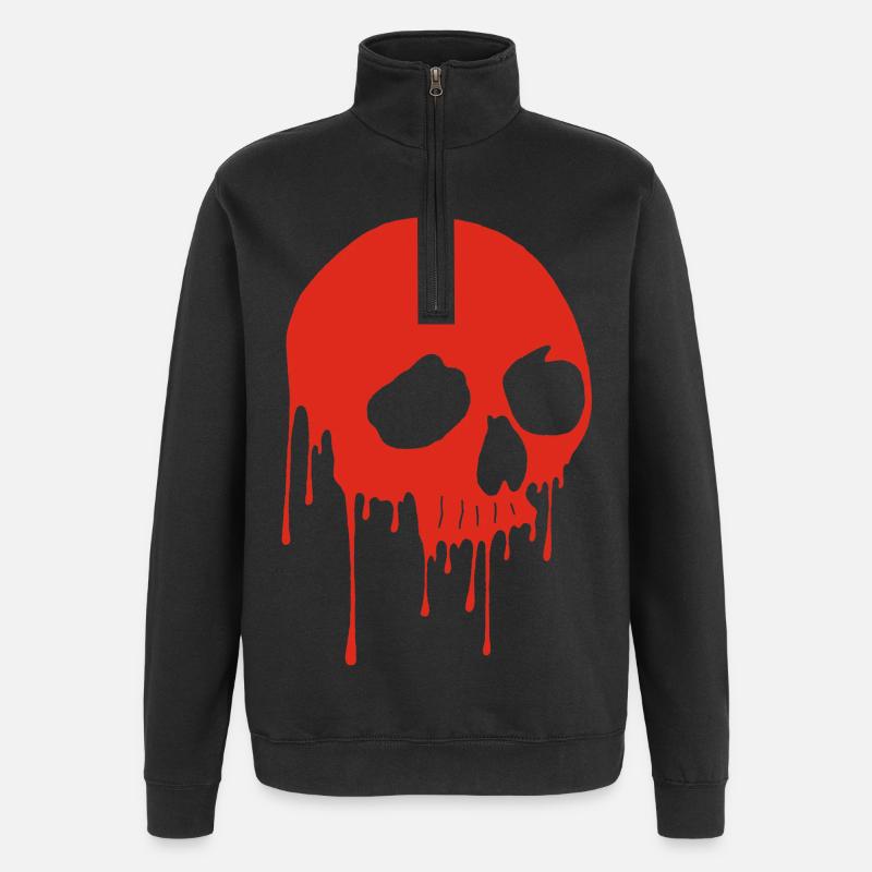 Red skull and graffiti - Quarter-Zip Sweatshirt - black