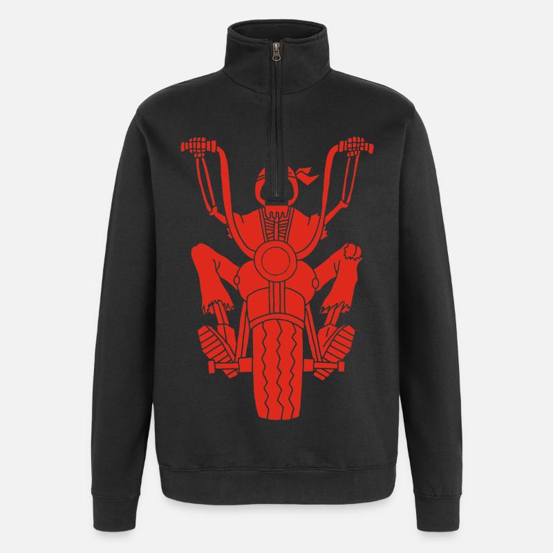 Red biker skeleton - Quarter-Zip Sweatshirt - black