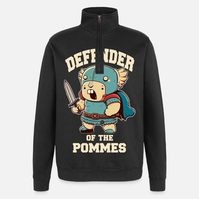 Guerrier défenseur avec épée - Sweat à zip 1/4 - noir