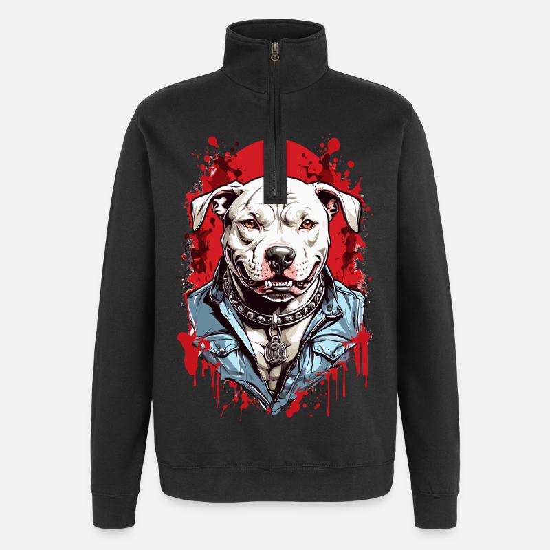 Hunderasse Pitbulls - Quarter-Zip-Sweatshirt - Schwarz