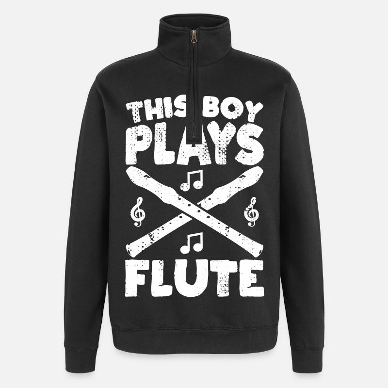 Dieser Junge spielt Flöte - Quarter-Zip-Sweatshirt - Schwarz