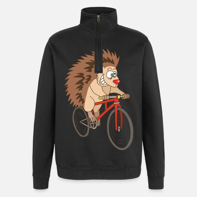 hérisson à vélo - Sweat à zip 1/4 - noir