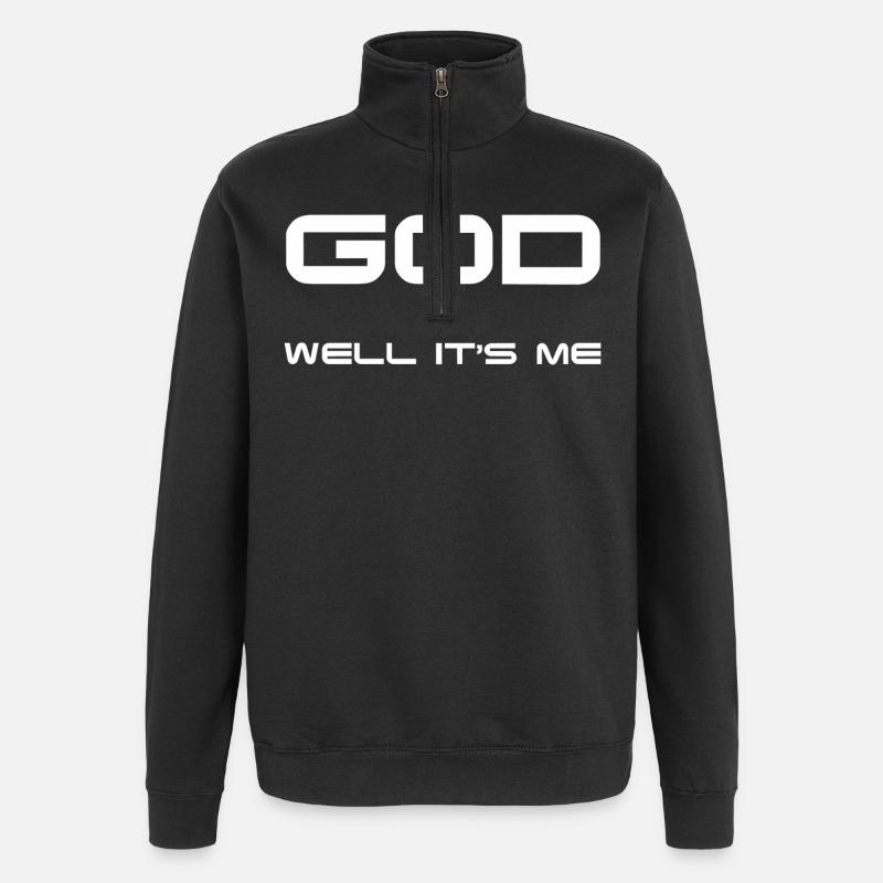 Dieu, c'est moi ! - Sweat à zip 1/4 - noir