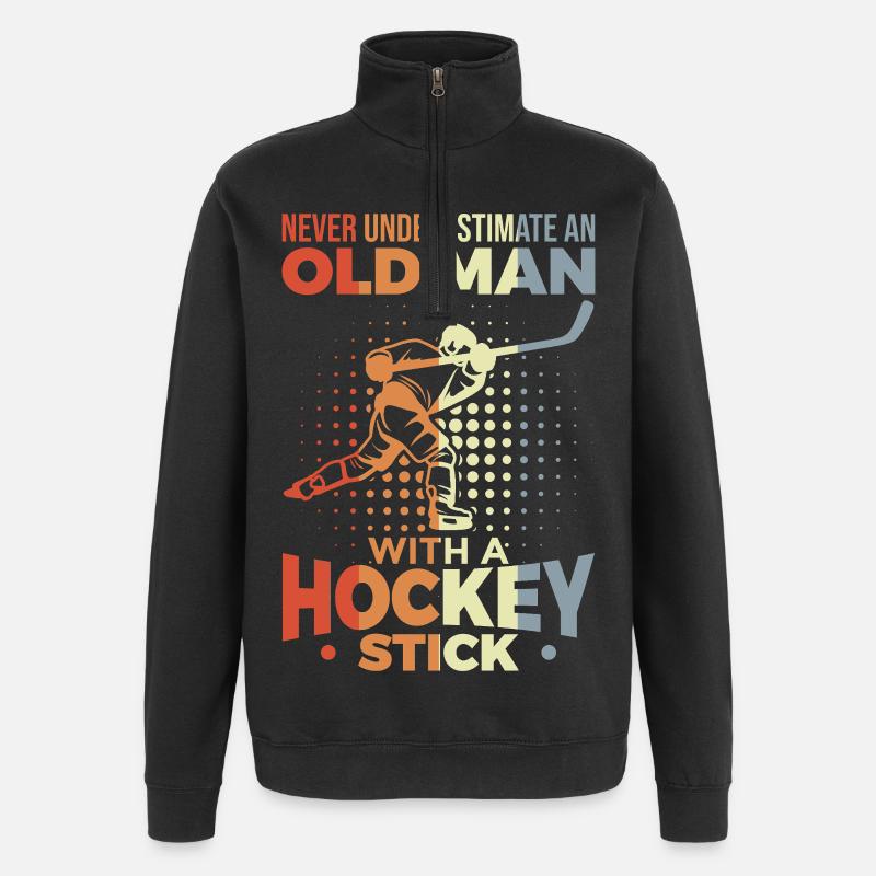 Never underestimate old hockey players - Quarter-Zip Sweatshirt - black