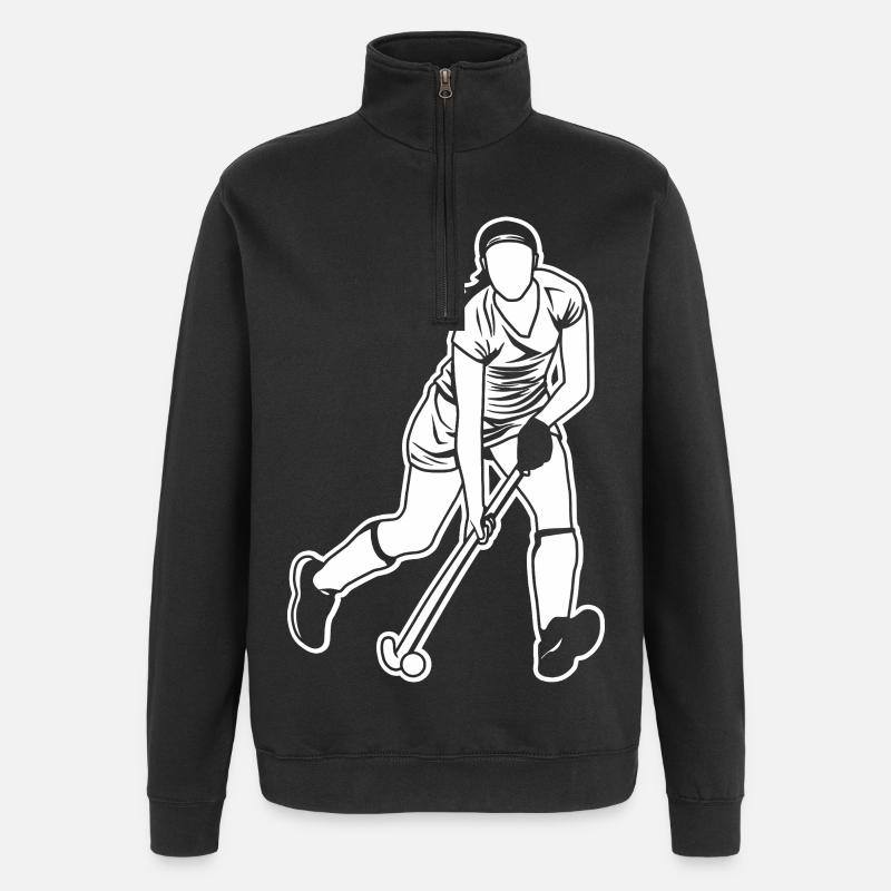 Hockey Mädchen - Quarter-Zip-Sweatshirt - Schwarz