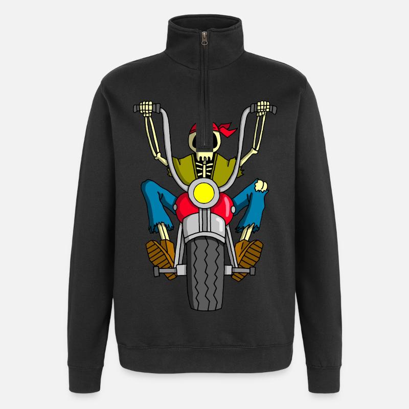 Motard squelette - Sweat à zip 1/4 - noir