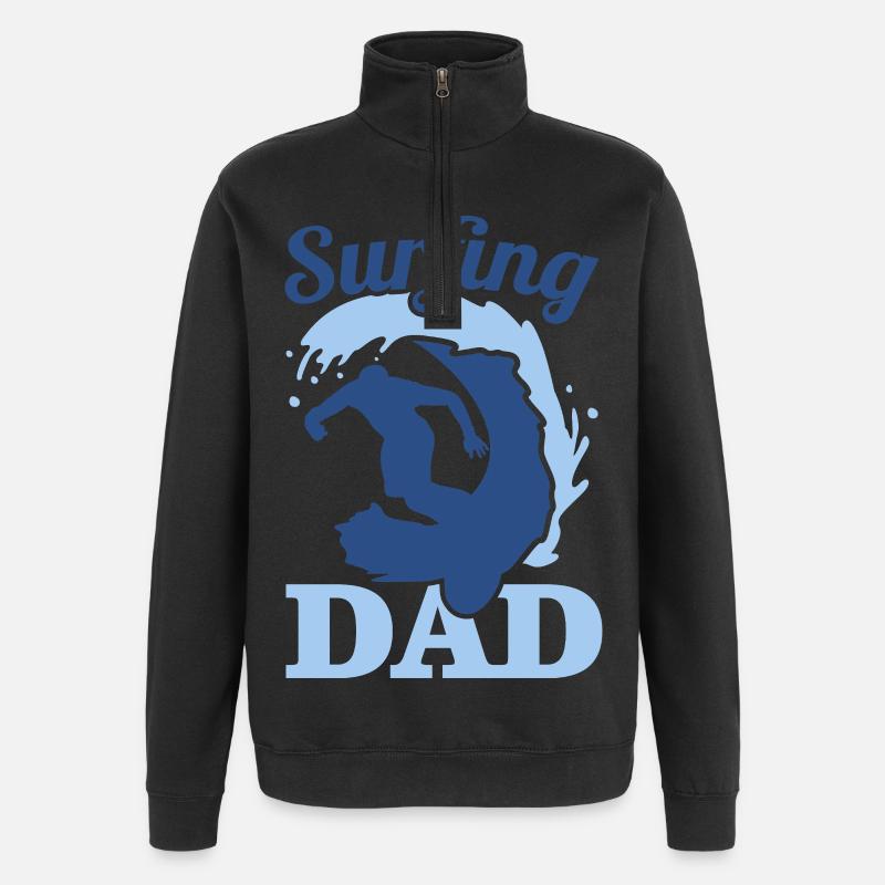 Surfer Vater - Quarter-Zip-Sweatshirt - Schwarz