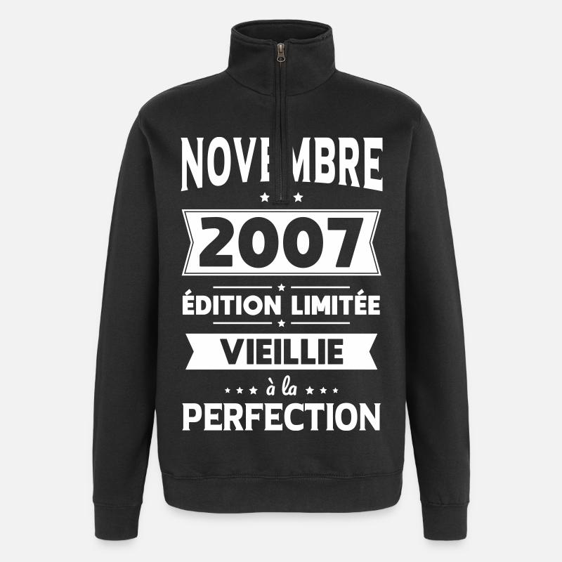 18th Birthday - November 2007 Perfection - Quarter-Zip Sweatshirt - black