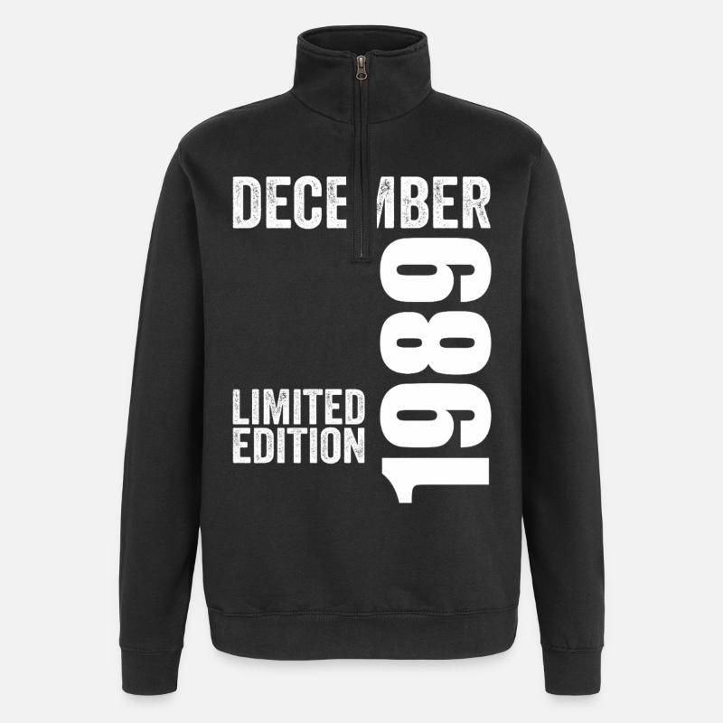 Cadeau Anniversaire Rétro - Décembre 1989 - Sweat à zip 1/4 - noir