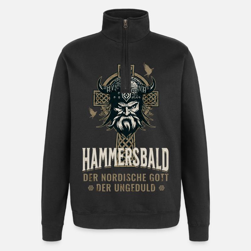 Hammersbald - Dieu viking drôle de l’impatience - Sweat à zip 1/4 - noir