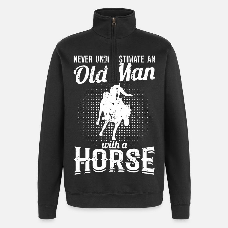 Never underestimate an old rider - Quarter-Zip Sweatshirt - black