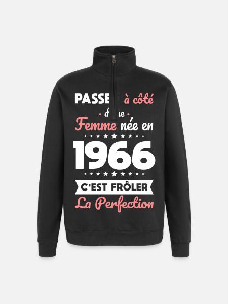 Geboren 1966 – Perfektion nahe - Quarter-Zip-Sweatshirt - Schwarz