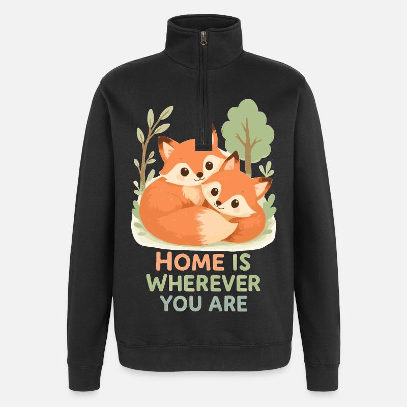 Süßes Fuchs Pärchen im Wald - Quarter-Zip-Sweatshirt - Schwarz