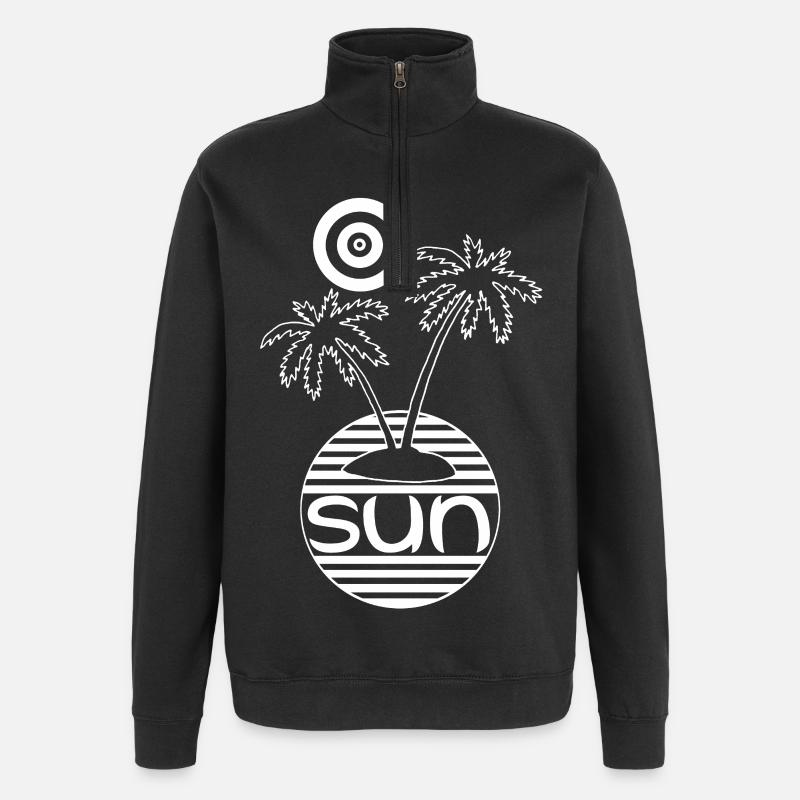 Le paradis au soleil (blanc) - Sweat à zip 1/4 - noir
