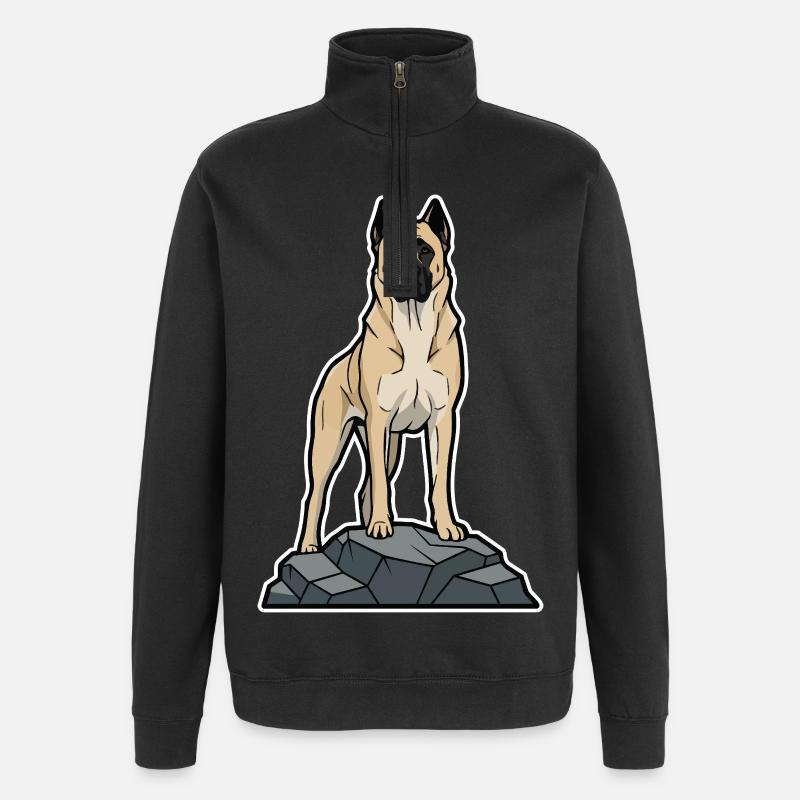 Anatolischer Schäferhund auf Schutzfelsen - Quarter-Zip-Sweatshirt - Schwarz