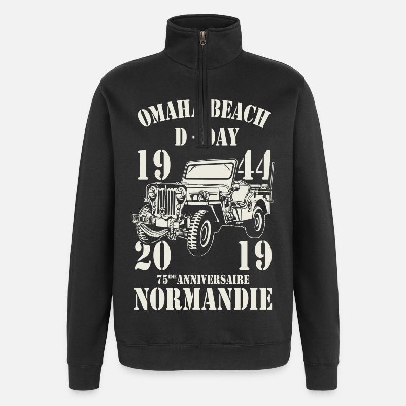 Omaha Beach D-Day 1944 - 2019 - Sweat à zip 1/4 - noir