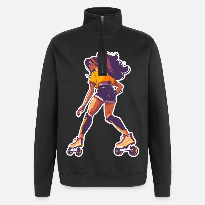 Rollschuhläuferin - Quarter-Zip-Sweatshirt - Schwarz