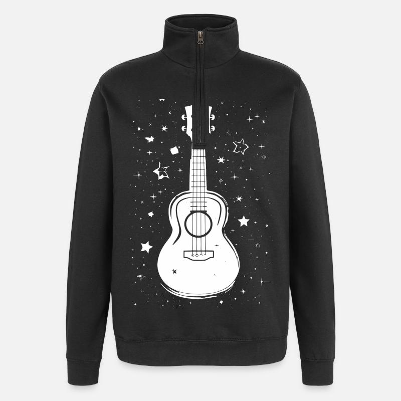Illustration de ukulélé - Sweat à zip 1/4 - noir