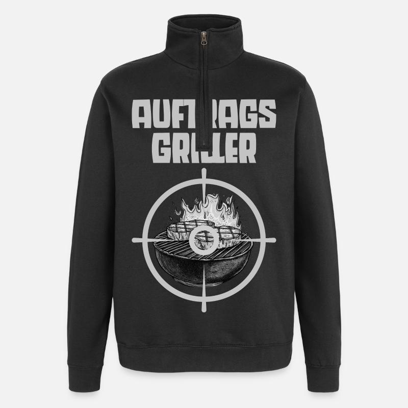 Auftragsgriller Grillmaster lustige Sprüche - Quarter-Zip-Sweatshirt - Schwarz