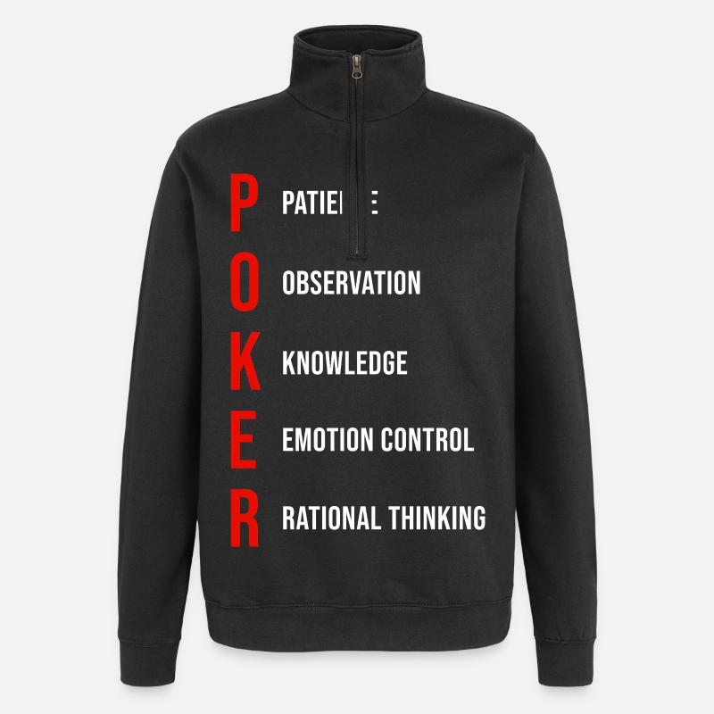 Poker Mentality Patience Observation Knowledge - Quarter-Zip Sweatshirt - black