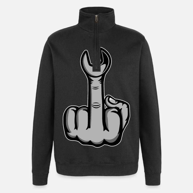 Mittelfinger Stinkerfinger Schraubschlüssel - Quarter-Zip-Sweatshirt - Schwarz