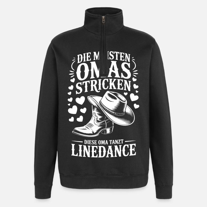 Oma tanzt Line Dance - Quarter-Zip-Sweatshirt - Schwarz