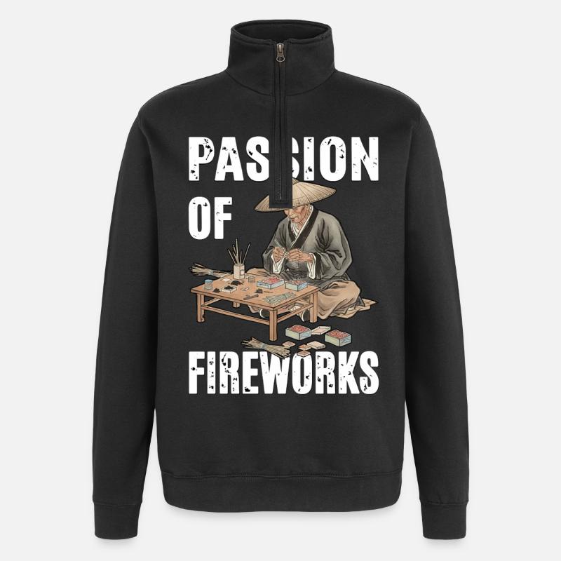 Passion des feux d’artifice - Sweat à zip 1/4 - noir