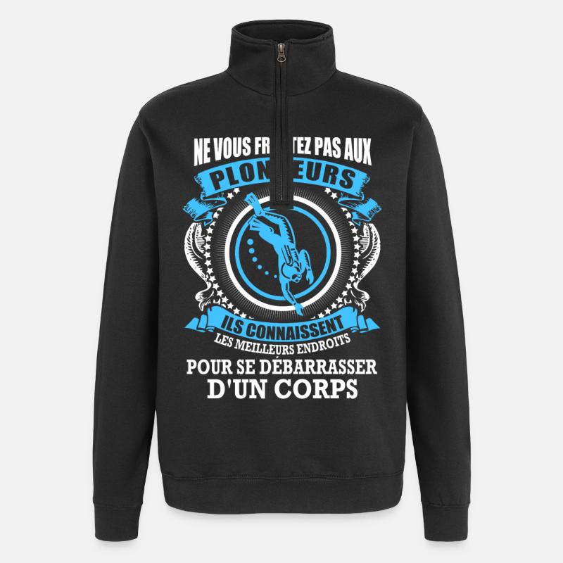 Plongeurs et corps - Sweat à zip 1/4 - noir