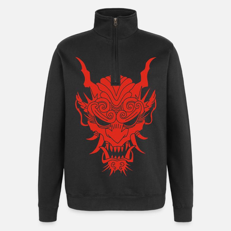 Roter gotischer Dämon - Quarter-Zip-Sweatshirt - Schwarz