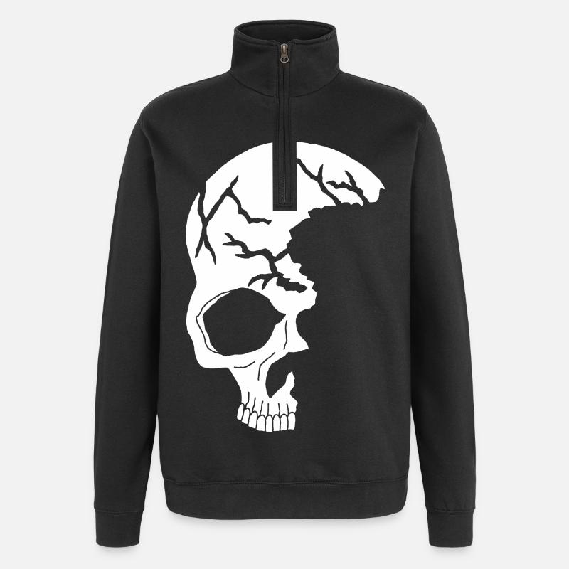 white half skull - Quarter-Zip Sweatshirt - black