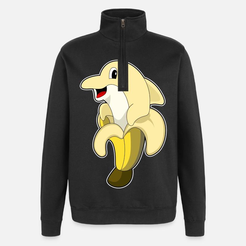 Delfin Banane - Quarter-Zip-Sweatshirt - Schwarz