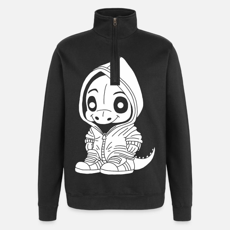 Kleiner Dinosaurier (weiß) - Quarter-Zip-Sweatshirt - Schwarz