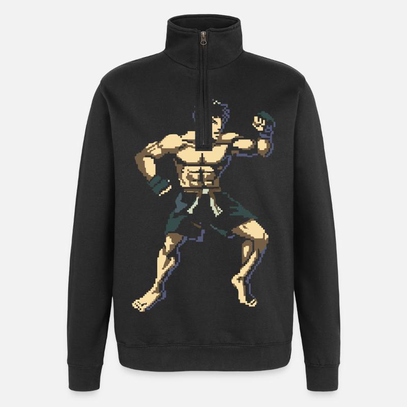 Kickboxer Pixel Graphics - Quarter-Zip Sweatshirt - black