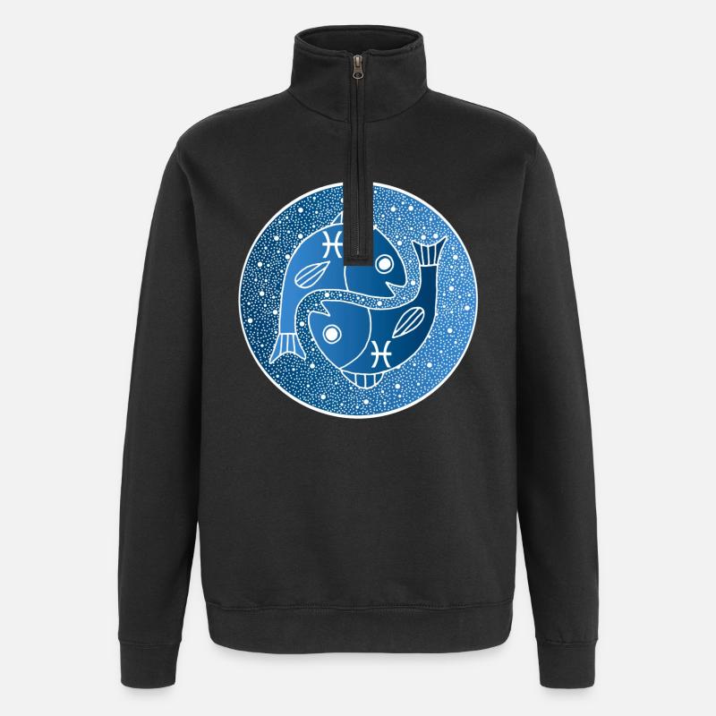 Fische Sternzeichen - Quarter-Zip-Sweatshirt - Schwarz