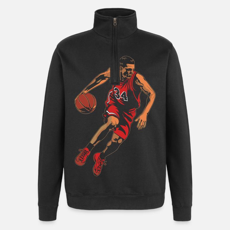 Graphiques de basketteur - Sweat à zip 1/4 - noir