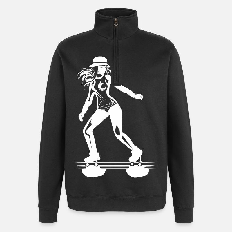 Roller Skating Drawing - Quarter-Zip Sweatshirt - black