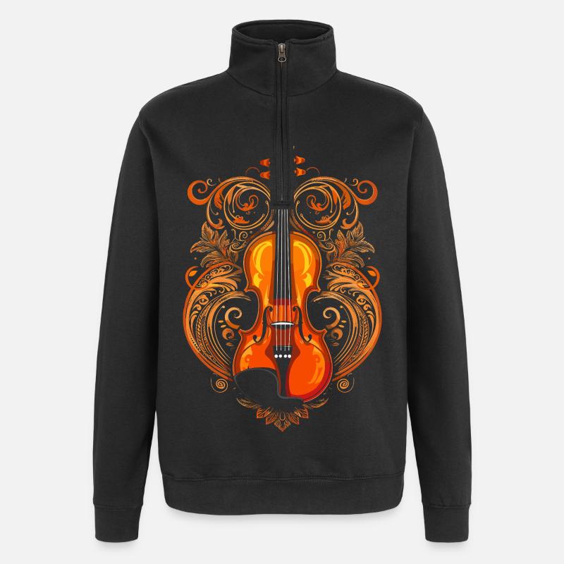 Violine Comic Art - Quarter-Zip-Sweatshirt - Schwarz